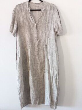 GRIZAS washed linen short sleeve dress